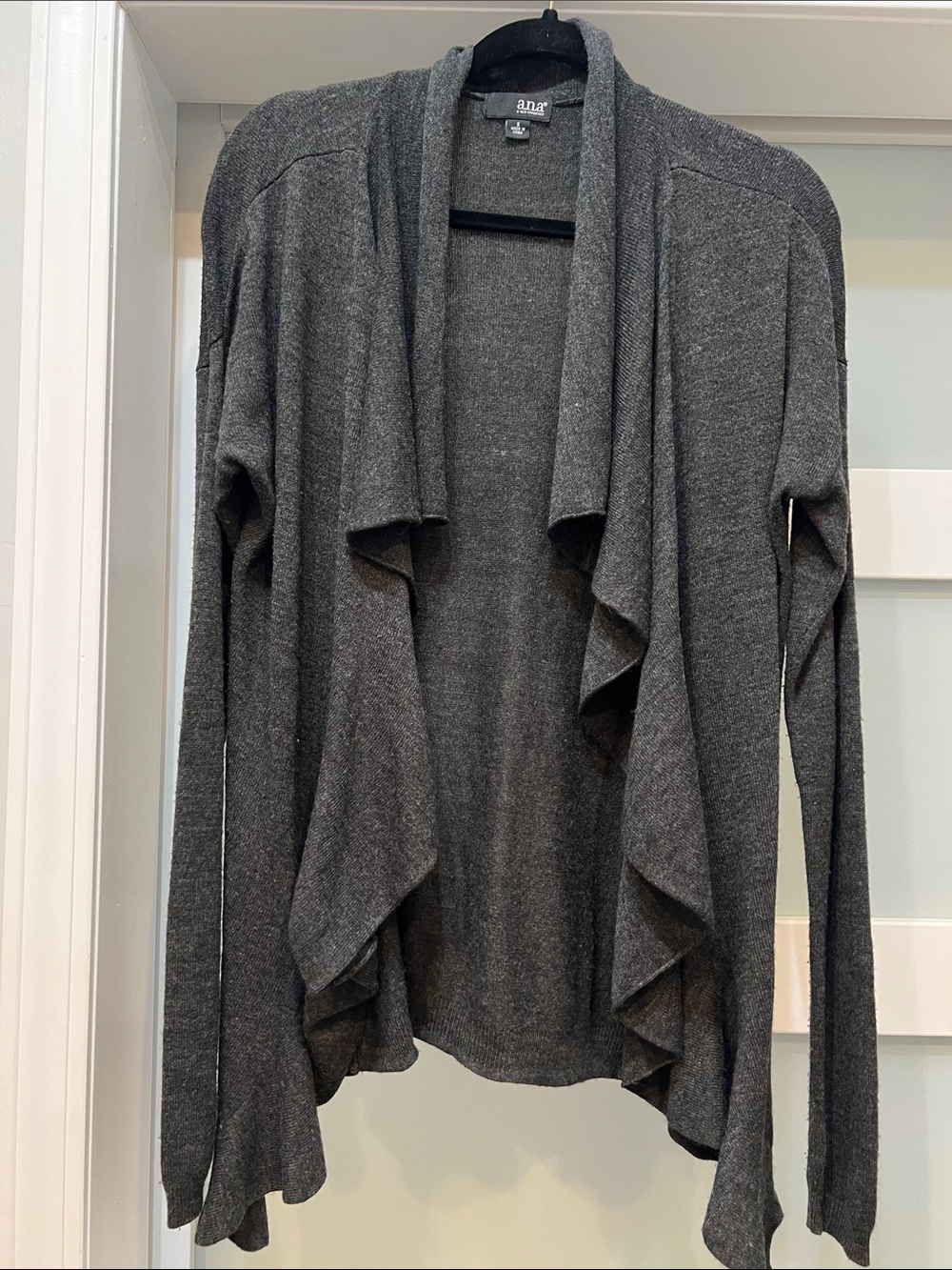 a.n.a Charcoal Gray Draped Open-Front Women's Cardigan